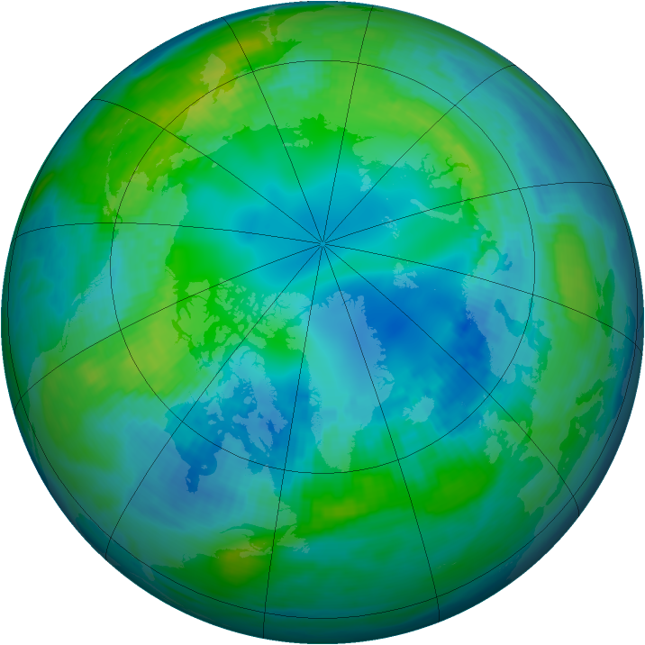 Arctic ozone map for 29 October 1991